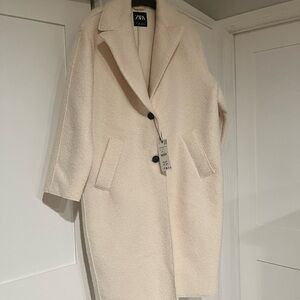 Zara Women's Cream Teddy Coat